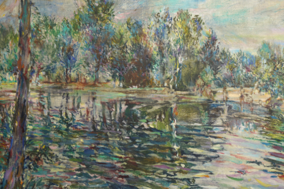1955 Sommernachmittag am Weiher 48x68